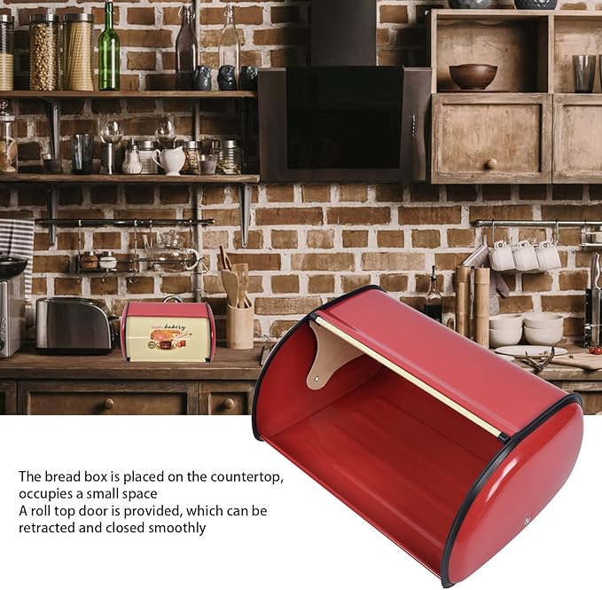 Yosoo Metal Bread Box, Multi Functions Saving Space Bread Holder Anti for Kitchen Countertop for Bakery(red)