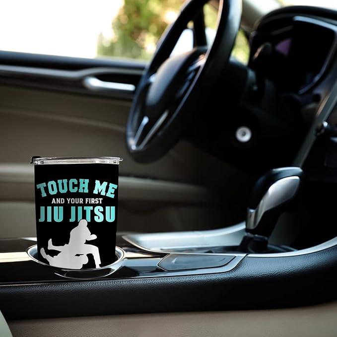 Jiu Jitsu Gifts, BJJ Brazilian Gifts, 20oz Stainless Steel Tumbler with Lid Straw