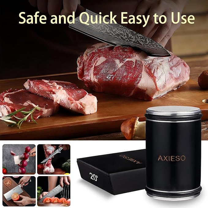Rolling Knife Sharpener Kit - Roller Knife Sharpening Tool with Diamond and Ceramic for All Knives - User-Friendly Professional Tumbler Kitchen Knife Sharpeners with 15° and 20° Magnetic Angles