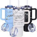 iProductsUS Personalized 40oz Tumbler with Handle & Straw Christmas Gift for Mom & Wife! Custom Engraved Name and 40+ Designs, Spill-Proof Lid, Insulated Travel Coffee Mug! (Champagne White)
