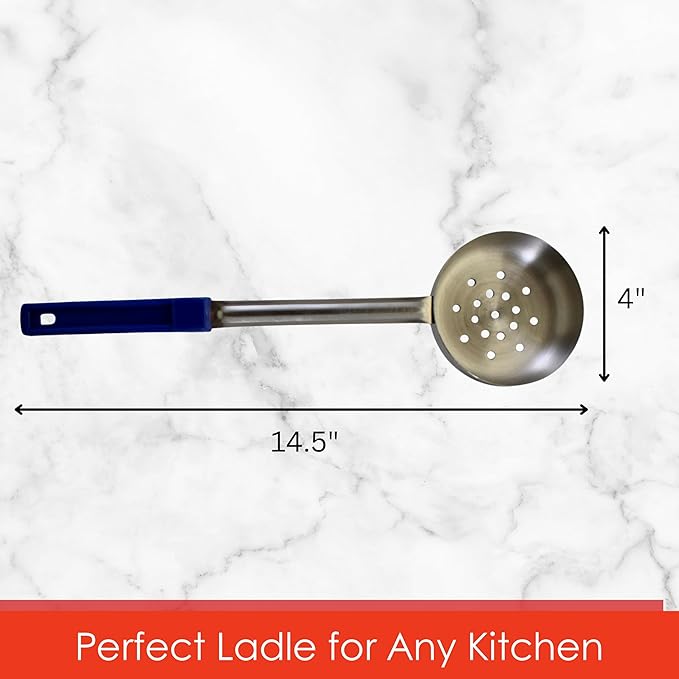 8 Ounce Solid Stainless Steel Portion Control Ladle Spoon for Measuring and Serving; Commercial Grade Serving Scoops [Pack of 12]