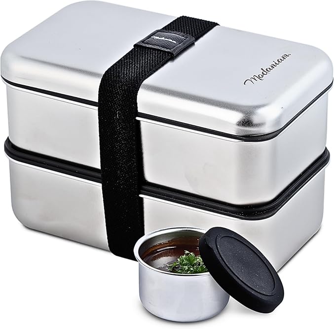 LEAK Proof Stackable Stainless Steel Bento Box Adult |Stainless Steel Lunch Box for adults| Metal Bento box|Japanese Lunch Container |large with compartment| Korean bentobox| Non toxic|Microwave safe