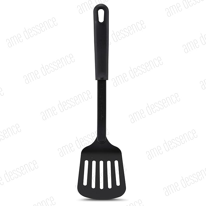 AME D'ESSENCE Turner Flexible Slotted Spatula 12 inch Black Nylon 410ºF Heat Resistant Spatula with Ergonomic Handle Kitchen Gadgets for Frying