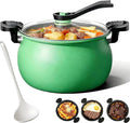 Multifunctional Large Capacity Non-stick Pressure Cooker, 8L Versatile Micro-Pressure Cooking Pot with Visible Transparent Glass Cover, Easily Serves 4–6 People (green)