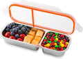 Stainless Steel Snack Containers with Lids, Reusable Condiment Box, Double Compartment Sauce Cups for Home, Travel