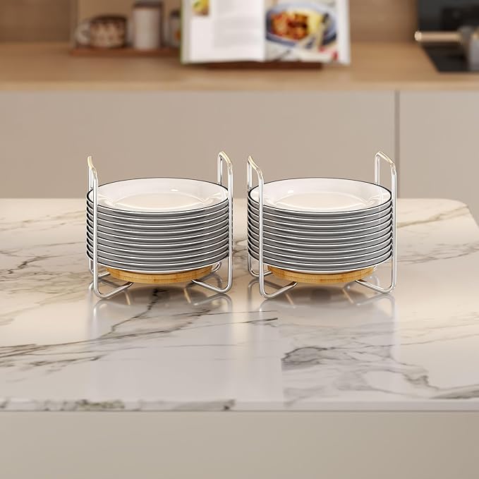 Adjustable Bamboo Dish Drying Rack - Stainless Steel 304 Dish Rack for Kitchen | Counter Home Essentials for Efficient Dish Organization and Drying (Natural, 2*Small)