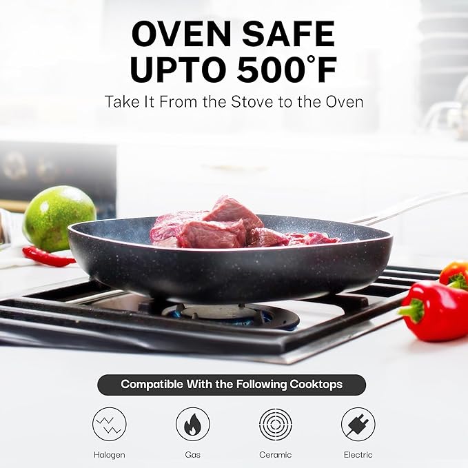 GRANITESTONE 20 Pc Complete Pots and Pans Set Non Stick Cookware Set with Saute Pan, Bakeware, Steamer, Cooking Utensils, Made Without PFOA PFOS, Oven and Dishwasher Safe