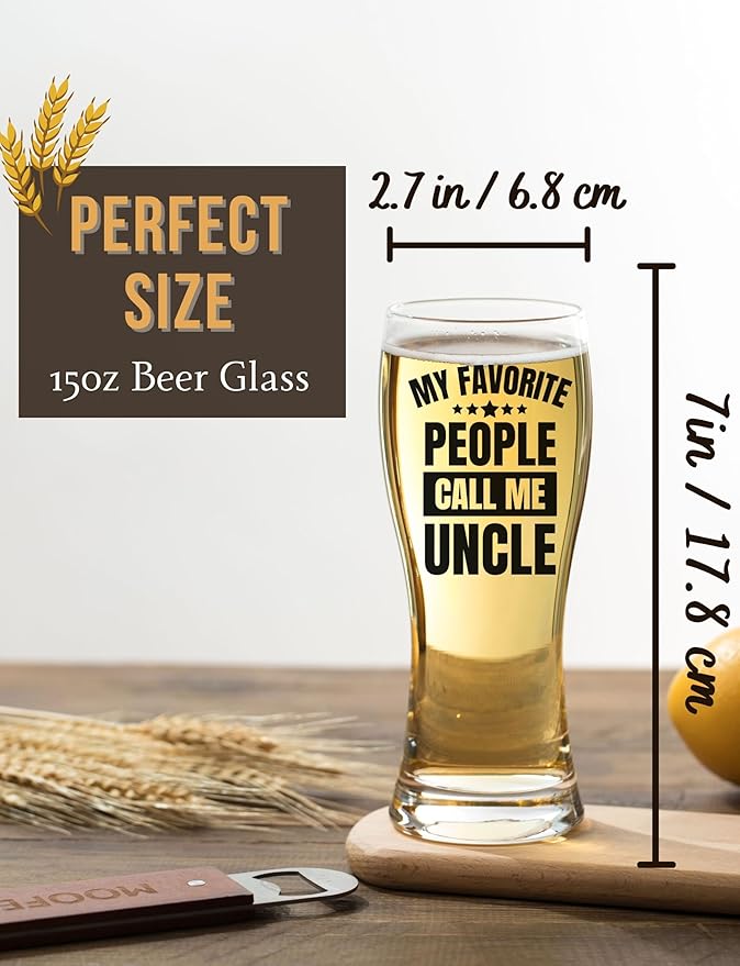 Onebttl Uncle Gifts from Niece Nephew, Beer Pint Glass Mug 15oz/440ml