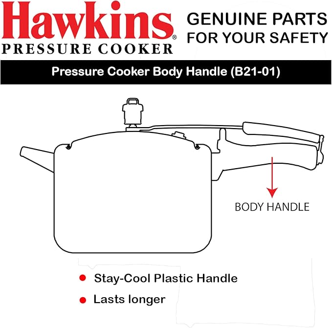 Hawkins Body Handle Pair With Stud And Screw For 1.5 Litre To 12 Litre Hawkins Pressure Cookers Stainless Steel Pressure Cookers (BP BH95), Black, Standard, Lever