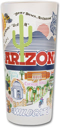 Catstudio Drinking Glass, University of Arizona Glass Cup for Kitchen, 15oz Dishwasher Safe Tumbler for UA Alumni