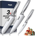Huusk 3 Pieces Knife Set - Japanese Stainless Steel Kitchen Knife Sets, Professional Ultra Sharp Chef Knives Set with Ergonomic Handle, Gift for Birthday, Christmas Gifts for Men and Women
