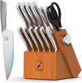 imarku Knife Set, 14 Piece Premium Kitchen Knife Block Set, Razor Sharp Japanese Chef Knives Set for Kitchen with Built-in Sharpener, Dishwasher Safe and Quality Acacia Wood Block