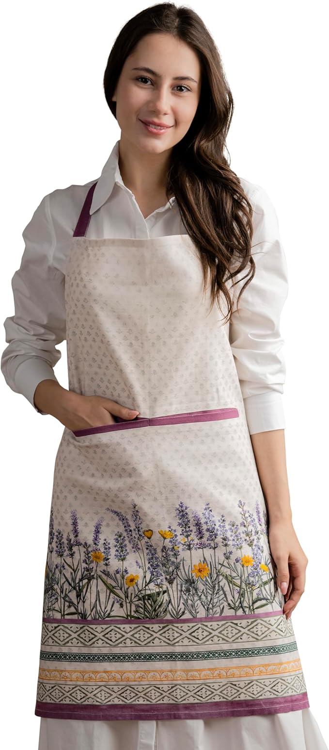 Maison d' Hermine 100% Cotton Apron for women with Pocket Kitchen Chef Apron for Men Cooking Gardening Server Waitress