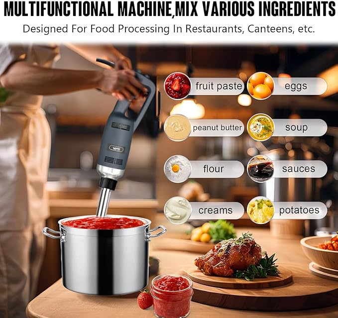 VONCI 350W Commercial Immersion Blender, Light Duty Hand Blender, Variable Speed 6000-20000RPM, 12" Detachable Shaft.