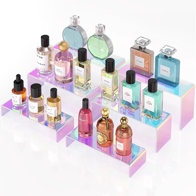 Iridescent Acrylic Display Riser, 6 Pc Acrylic Risers for Display for Food Risers Dessert Cupcake, Jewellery, Collectibles, Puppets, Anime Characters, Characters acrylic risers