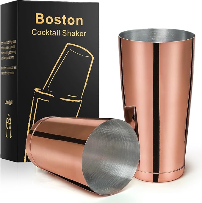 Stainless Steel Boston Shaker - 2-piece 18oz & 28oz Professional Bartender Cocktail Shaker Bartender Shaker Kit - CTSK0013 (Copper)