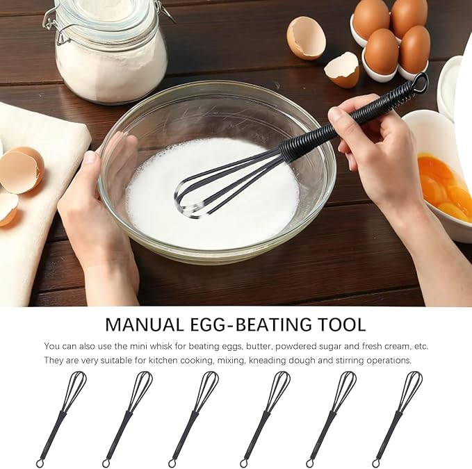 6PCS Mini Plastic Whisks Set - Small Whisk for Hair Dye Color Mixing Hairdressing Dye Silicone Egg Beater for Blending Eggs Cream Sauces
