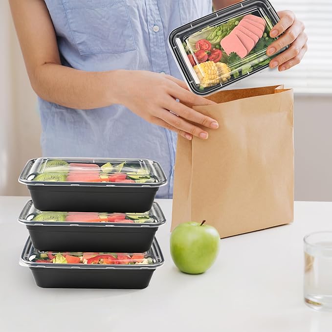 LOKATSE HOME Meal Prep Containers 150 pack 1 Compartment with Lids, Food Storage Bento Stackable Reusable Lunch Boxes, BPA-Free Microwave/Dishwasher/Freezer Safe(38 oz)
