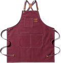 Tosewever Canvas Cross Back Chef Cotton Aprons for Men Women with Large Pockets