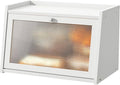 Large Farmhouse Bread Box with Window -White Natural Wood Bread Storage Container for Kitchen Countertop