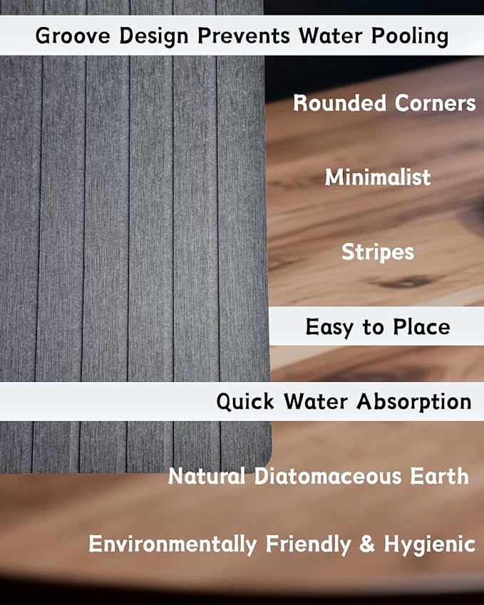 Wooden Dish Drying Rack with Stone Drying Mat for Kitchen Counter-Plate Organizer for Cabinet and Utensil, Cutting Board, Pot Lid Storage