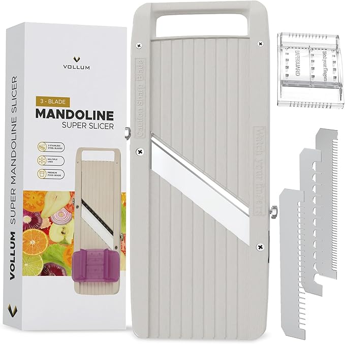 Wide Japanese Mandoline Slicer for Kitchen – Professional Slicer Vegetable Cutter with Interchangeable Stainless Steel Blades – Food Manual Slicer Handheld Mandoline Slicer