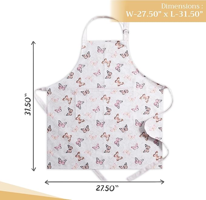 Maison d' Hermine 100% Cotton Apron for women with Pocket Kitchen Chef Apron for Men Cooking Gardening Server Waitress