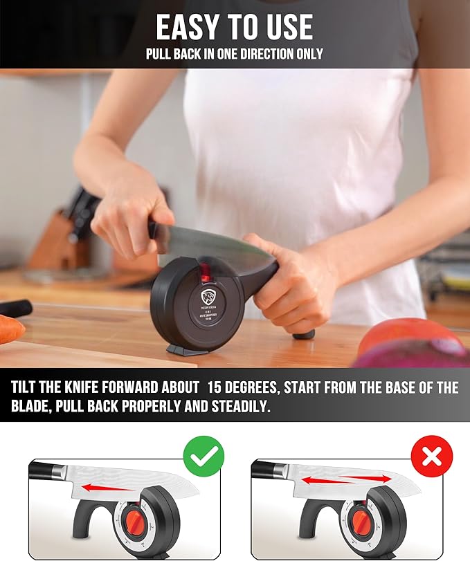 6-in-1 Knife Sharpener - Adjustable 6 Stage Knife Sharpener Tool - Manual Knife Sharpeners for Kitchen Knives, Serrated Knife, Scissors - Black