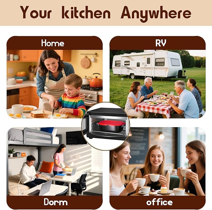 Quick-Heat Microwave Grill Pan & Bacon Cooker | The Perfect Kitchen Addition for Single Servings & Fast Family Sides.Compact Multi-Use Microwave Cookware with Lid for Chicken, Veggies,Pancakes | Dishwasher Safe,Portable for Kitchen, RV, Dorm, Office(Red)