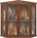 Extra Large Acacia Wood Corner Bread Box for Kitchen Countertop, 16.5 Inch Wooden Breadbox with Glass Wavy Door, Durable Grain Finish, Farmhouse Style Design