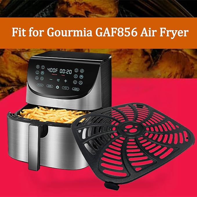 8QT Square Air Fryer Grill Pan for Gourmia GAF856 Air Fryers, Upgraded Nonstick Air Fryer Grill Plate Insert Rack Crisper Tray Plate Grate Grid Shelf for Gourmia 8QT Air Fryers, Dishwasher Safe