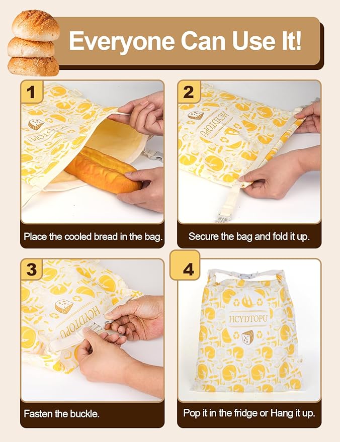 2 Pack Beeswax Bread Bags for Homemade Sourdough, Reusable Cotton Beeswax Sourdough Bread Bag, Keep Loaf Fresh, Freezer Safe, Easy to Clean, Perfect Bags for Home Baked