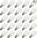 Meconard C7 LED Replacement Christmas Light Bulbs, C7 Shatterproof LED Bulbs for Christmas Indoor Outdoor String Lights, E12 Candelabra Base, Commercial Grade Holiday Bulbs, Warm White, 25 Pack