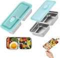 Stainless Steel Snack Containers,2-Pack Stainless Steel Snack Containers with Lids, Reusable Dual Compartment Food Storage Box - Ready to Use for Salad, Lunch, Travel & Outdoor Camping (1)