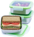 Set of 3 Stainless Steel Sandwich Containers - Food Grade Metal Base with a BPA Free Leakproof & Airtight Silicone Seal Lid. Great for Sandwiches, Snacks, Meal Prep & Food Storage
