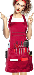 boshiho Painting Aprons, Adjustable Buckle, Barber Apron with Pockets for Women/Men/Unisex, Utility or Work Apron (Red)