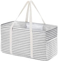 Lifewit Extra Large Tote Bag, Reusable Grocery Bags with Metal Wire Frame and Handles, Standing Utility Foldable Shopping Bags for Storage, Picnics, Beach, Pool, Laundry, Car, Camping, 1 Pack, Grey