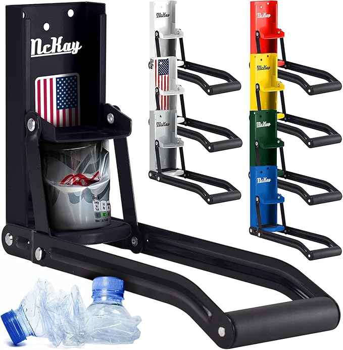 Mckay 16 Oz. and 12 Oz. Metal Can Crusher US Flag, Can Crusher Wall Mounted, Can Crushers for Recycling Wall-Mounted Smasher for Aluminum Seltzer, Soda, Beer Cans and Bottles - American Flag