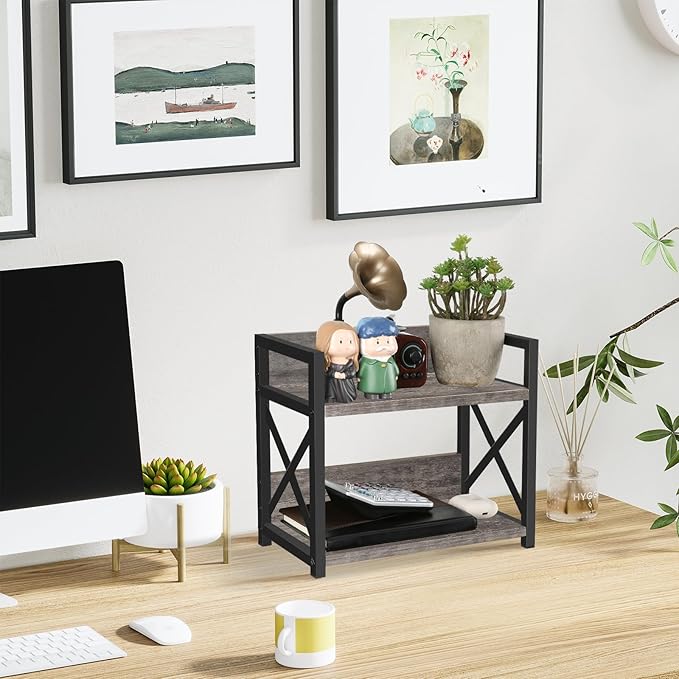 YINMIT Countertop Shelf Organizer,Coffee Bar Accessories,Spice Rack,Coffee Counter Shelf,2 Tier Coffee Organizer Station for Mugs,Cups,Cream,Syrup(Rusti Grey, Small)