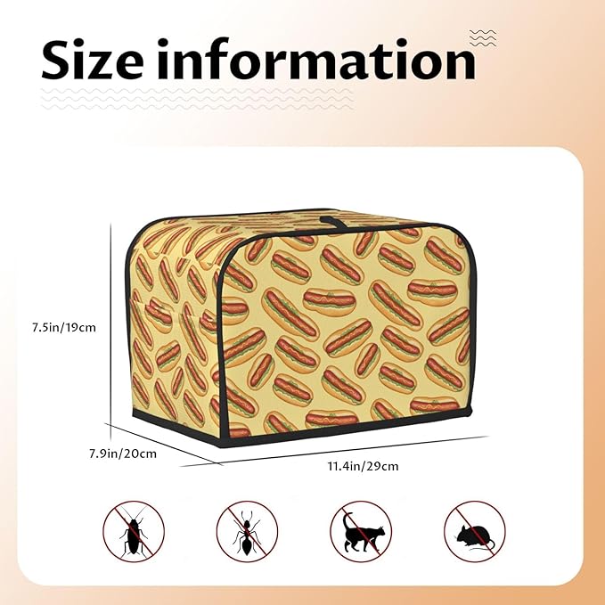 Toaster Cover 2 Slice Hotdogs Kitchen Small Appliance Covers with Pockets Dust and Fingerprint Protection