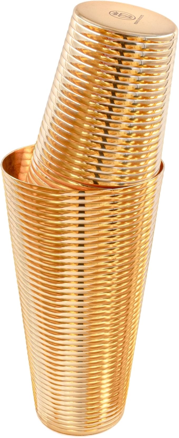 Prince of Scots 24K Gold Plated Copper Cocktail Shaker | 3-Piece Fluted Boston Shaker Set | Luxury Barware for Martini, Whiskey, Manhattan | Premium Gift for Groomsmen, Entertaining, Home Bar