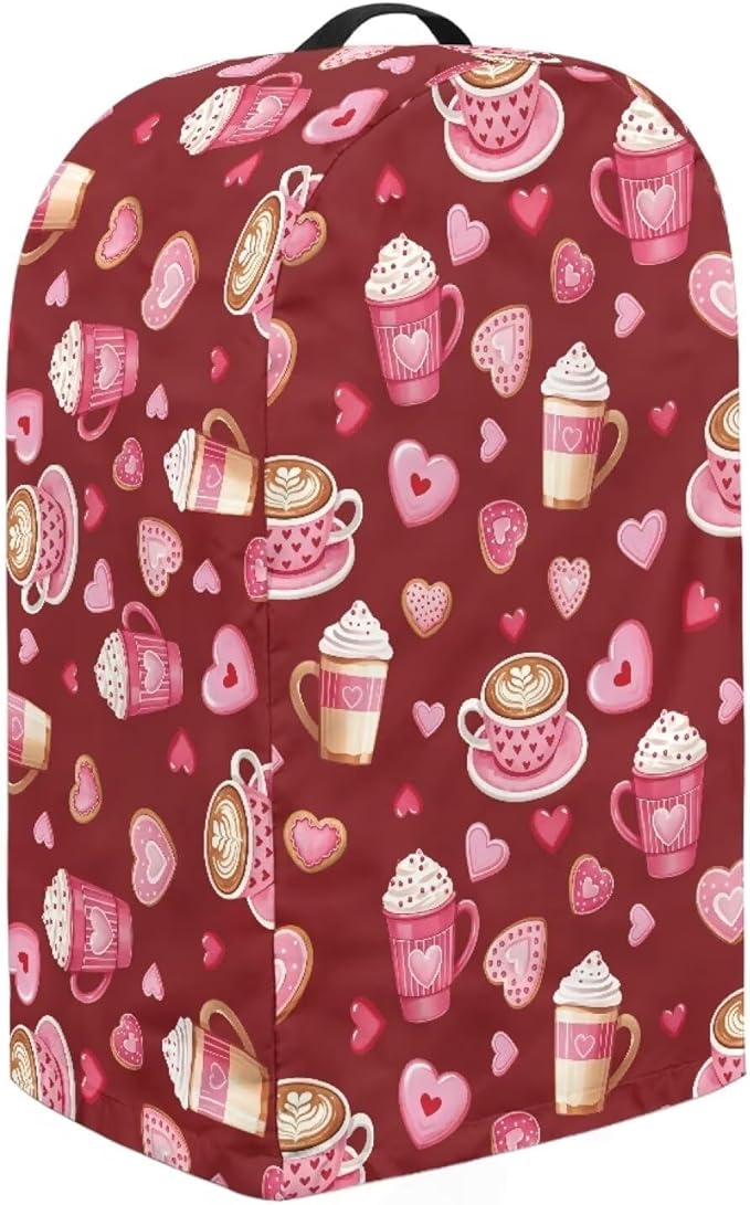 Romantic Kitchen Blender Dust Cover Red Food Processor Heat Dust Protection with Top Handle, Easy to Clean Small Appliance Coffee Maker Juicer Cover