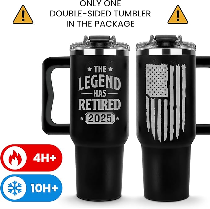 Retirement Gifts for Men 2025, The Legend Has Retired 2025 Tumbler 40Oz, Retirement Cup, Retired Gifts for Men, Farewell Gift for Coworkers, Retiring Coffee Mug Ideas for Colleague, Boss