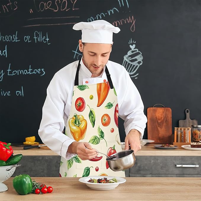 Adjustable Kitchen Apron with Pockets for Women and Men,Soft Chef Apron for Cooking, BBQ, and Grill