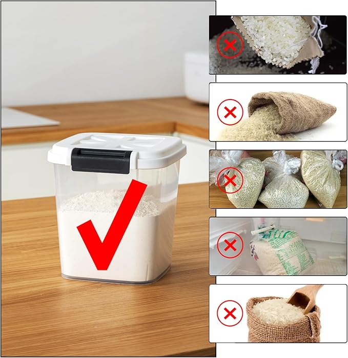 50LBS Flour Container - Rice Dispenser 50LBS/25KG/20Qt Food Cereal Container Bins with Measuring Cup for Household Pantry Organization (50 LBS)