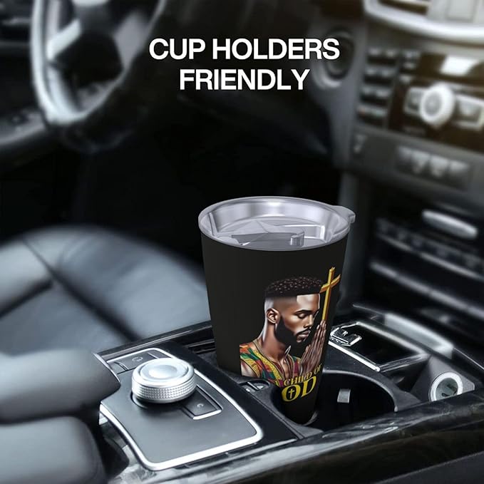 Africian American Christian Gifts for Men, Religion Gift Black Man Coffee Mug, Afro Black Dad Gift Travel Mug, 20oz Coffee Tumbler, Christian Tumbler for Men Faith
