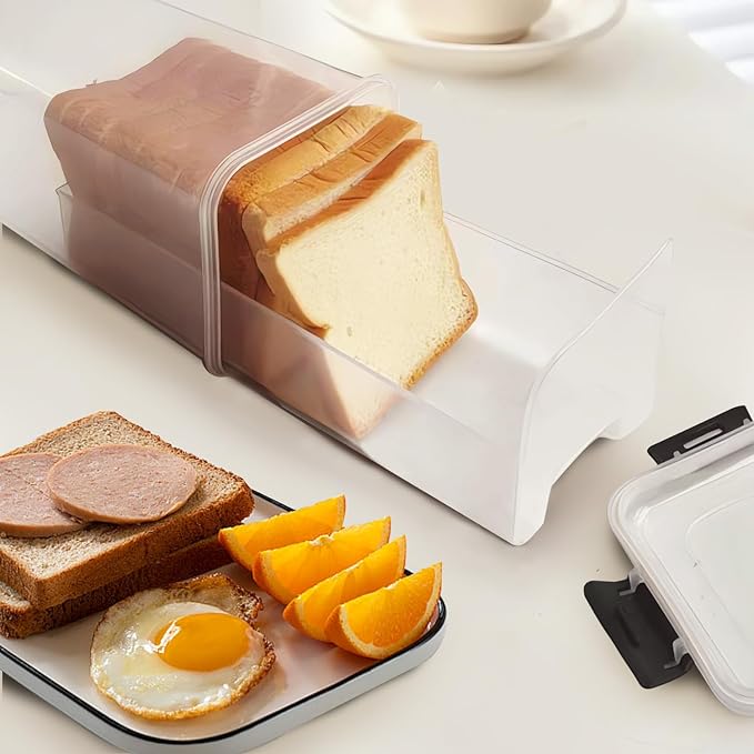 CZWL&HG Bread Storage Container with Drawer Tray,2 Pack Plastic Bread Box,Airtight Container for Homemade Loaves and Baked Goods, BPA Free Food Storage for Kitchen (Black - 2 Pack)