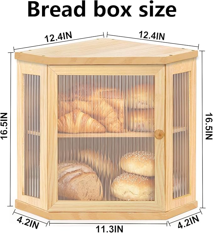 Corner Bread Box for Kitchen Countertop Two-Tier Large Capacity Bread Boxes Storage Container with Adjustable Height Countertop Bread Storage Bin