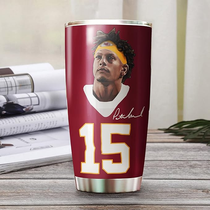 Patrick Mahomes II Tumbler - Go Big Or Go Mahomes - Coffee Tea Mug Insulated Tumbler With Lid - Birthday, Christmas, Thanksgiving Day Gifts For Football Fans - 20 Oz| Stainless Steel Mug