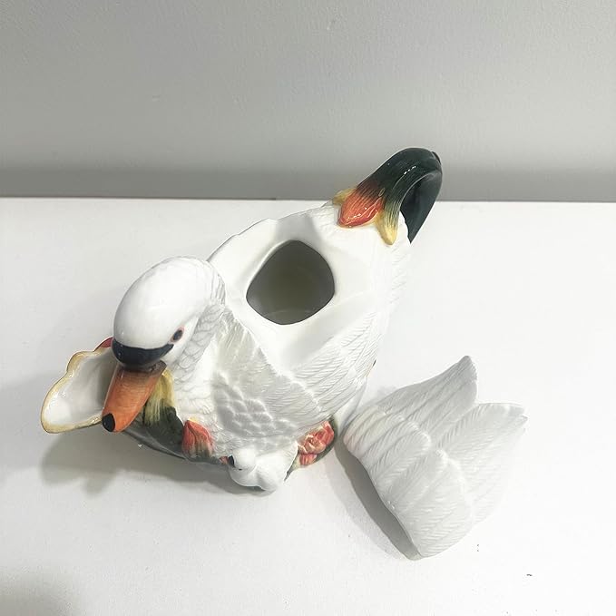 Ceramic White Swan Coffee Pot, Teapot, Unique Desktop Decorations and Ornaments